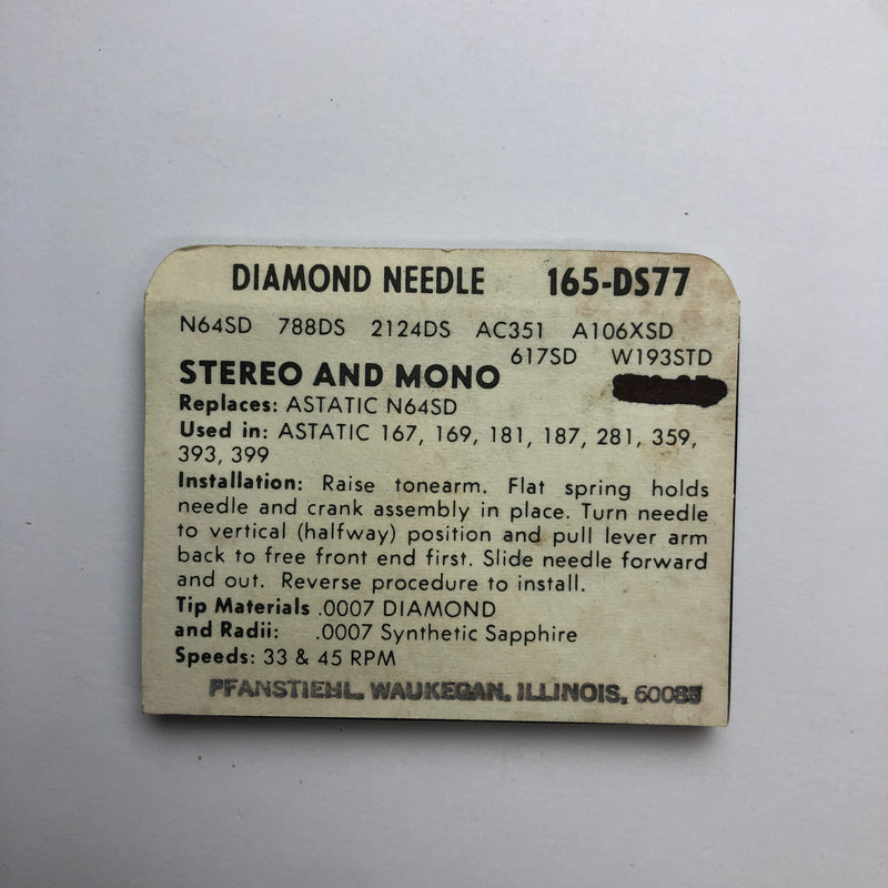 Pfanstiehl 165-DS77 Diamond / Sapphire Needle