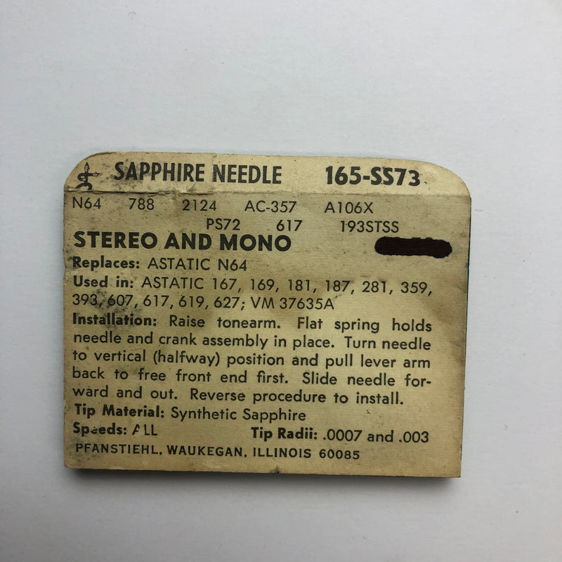 Pfanstiehl 165-SS73 Sapphire Needle