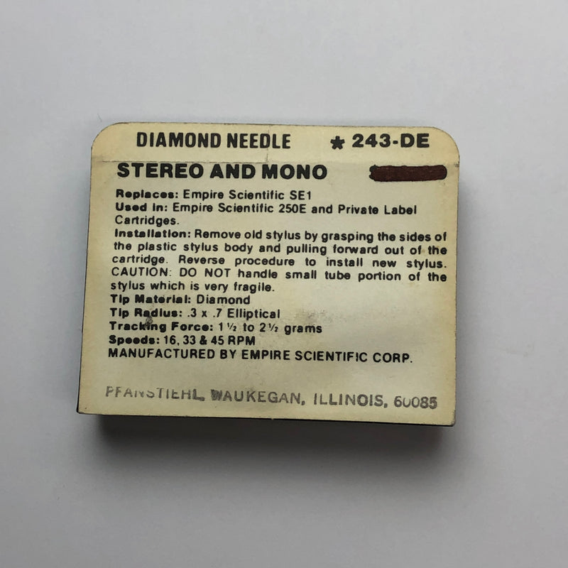 Pfanstiehl 243-DE Diamond Elliptical Needle for Audio Empire*