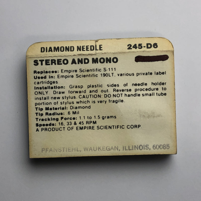 Pfanstiehl 245-D6 Diamond Needle for Audio Empire*