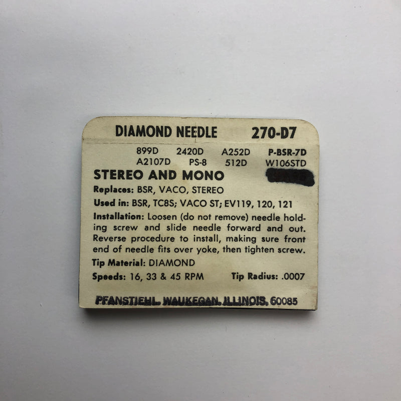 Pfanstiehl 270-D7 DISC. Diamond Needle