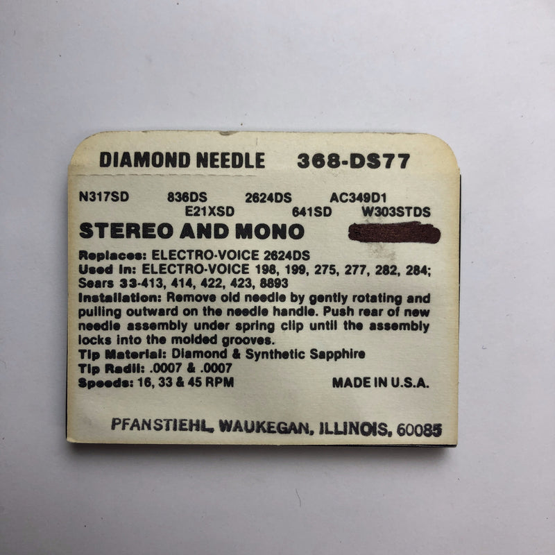 Pfanstiehl 368-DS77 DISC. Diamond Needle