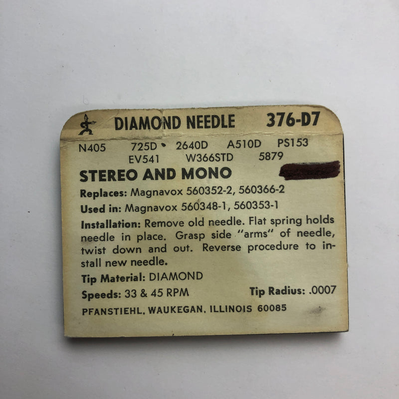 Pfanstiehl 376-D7 DISC. Diamond Needle