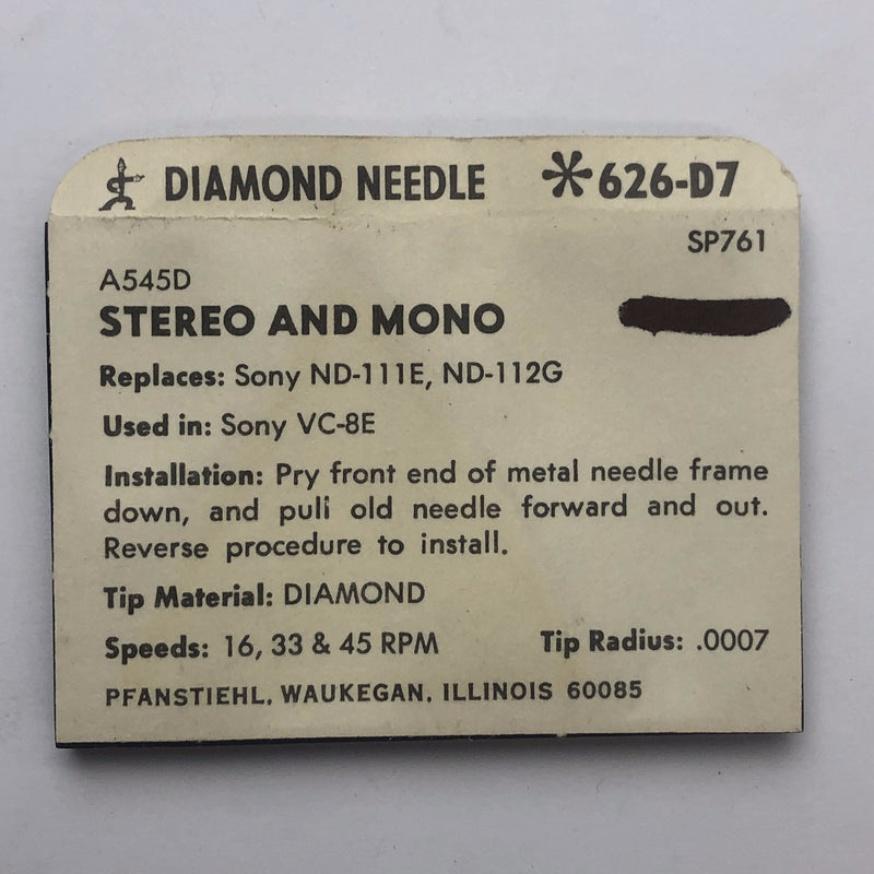 Pfanstiehl 626-D7 Diamond Needle