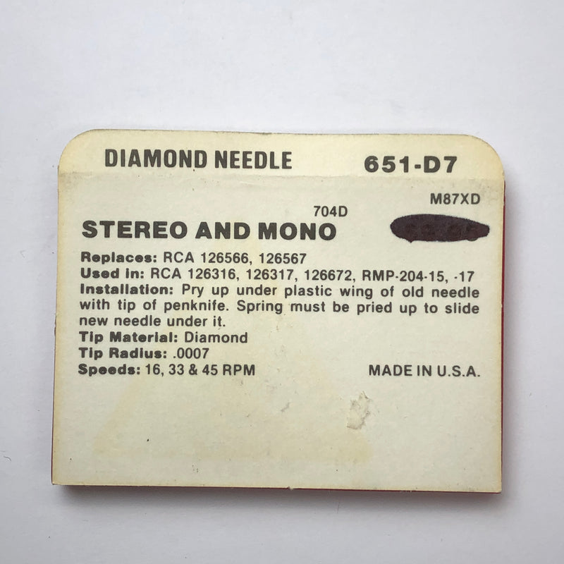 Pfanstiehl 651-D7 Diamond Needle