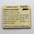 Pfanstiehl  661-D7 Diamond Needle for Panasonic EPS-36; EPC-05STA