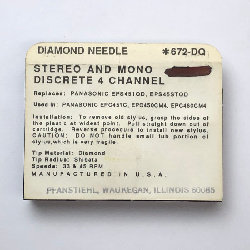 Pfanstiehl 672-DQ Diamond Needle