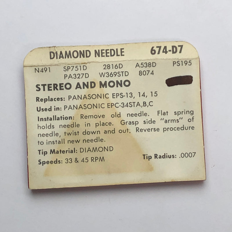 Pfanstiehl 674-D7 Diamond Needle