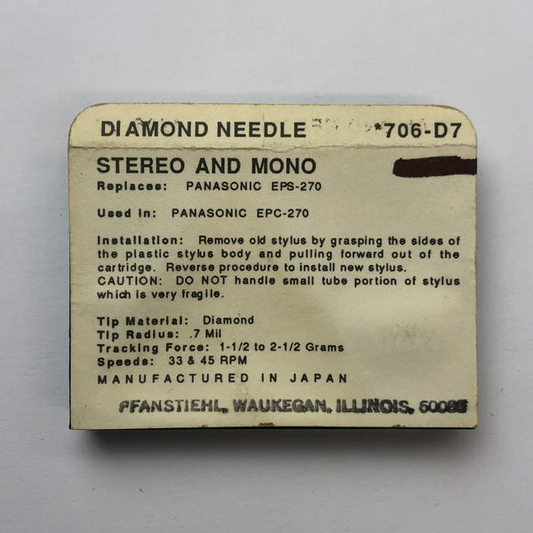 Pfanstiehl 706-D7 Diamond Needle