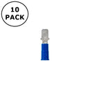 (2817) 0.187" Male Blue Vinyl Insulated Quick Disconnects 16-14AWG Wire 10 Pack