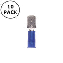 (2820) 0.250" Male Blue Vinyl Insulated Quick Disconnects 16-14AWG Wire 10 Pack