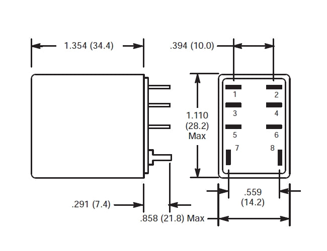 NTE R14-11D10-6P, DPDT 6 Volt DC Coil 10A PC Board Mount Midget Relay