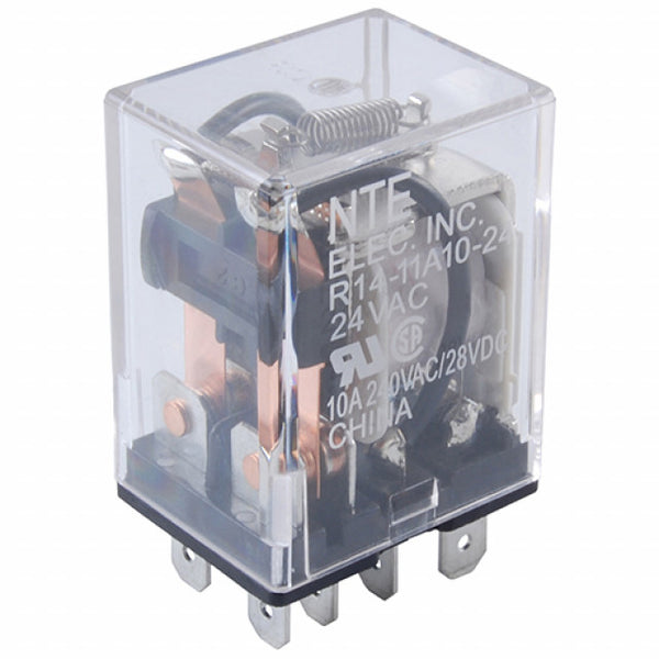 NTE R14-11A10-120N, DPDT 120V AC Coil 10A General Purpose Relay w/ Indicator