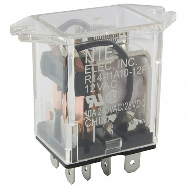 NTE R14-11A10-120F, DPDT 120V AC Coil 10A General Purpose Relay w/ Flanges