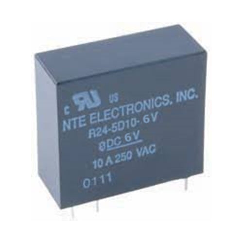 NTE R24-5D10-12V, SPDT 12V DC Coil 10 Amp, Vertical P.C. Mount Relay