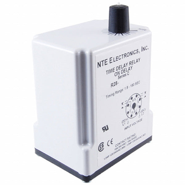 NTE R28-11A10-120K DPDT 120V AC Coil Delay On Operate Timer Relay 0.1 to 10 Sec