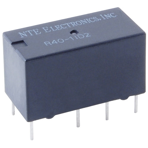 NTE R40-11D2-5/6, 5 to 6 Volt DC Coil, 2 Amp DPDT PC Mount DIP Relay
