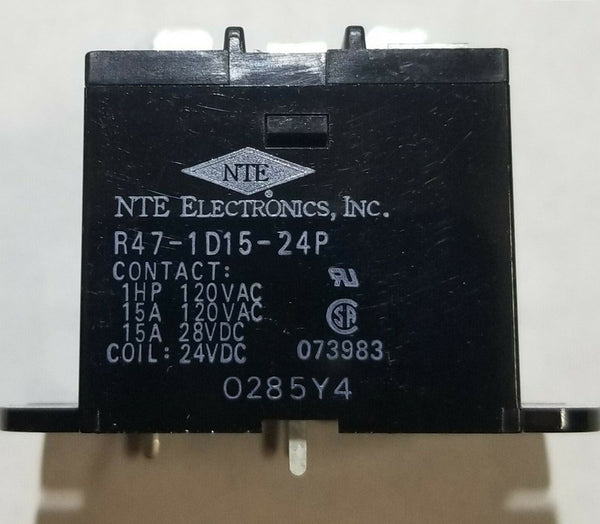 NTE R47-1D15-24P SPST-NO, 24 Volt DC Coil, 15A@120V AC / 28V DC High Power Relay