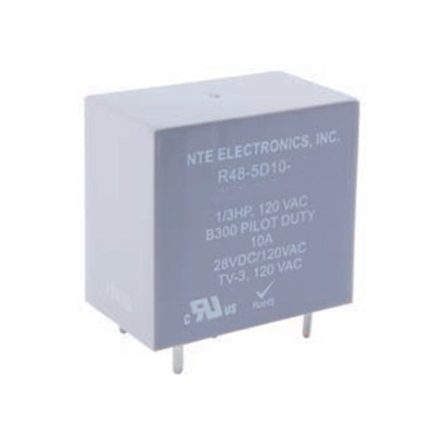 NTE R48-5D10-24 SPDT, 24 Volt DC Coil, SPDT 10A@120V AC/28V DC PC Mount Relay