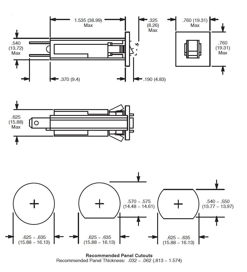 NTE R59-5A, 5 Amp Panel Mount Pushbutton Thermal Circuit Breaker