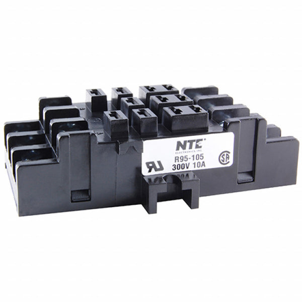 NTE R95-105, 11 Pin (0.187" Blade) Square Base Relay Socket ~ Surface Mount