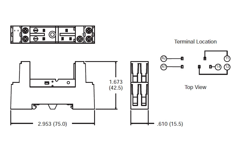 NTE R95-130 5 Pin Slim Line Relay Socket for NTE R22 & R49 SPDT Relays DIN Mount