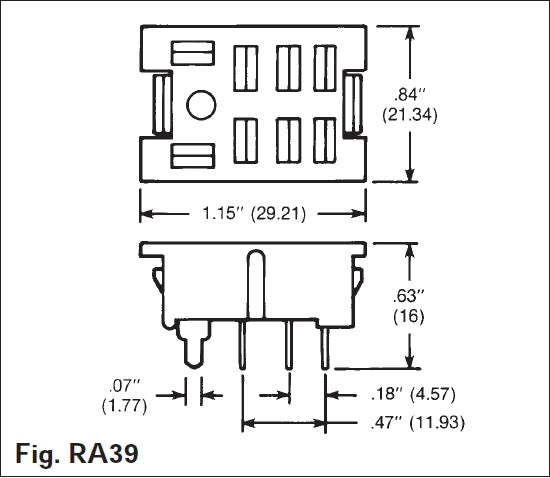 ECG RLY9120, 8 Pin Midget Blade (0.187") Relay Socket ~ PC Board Mount