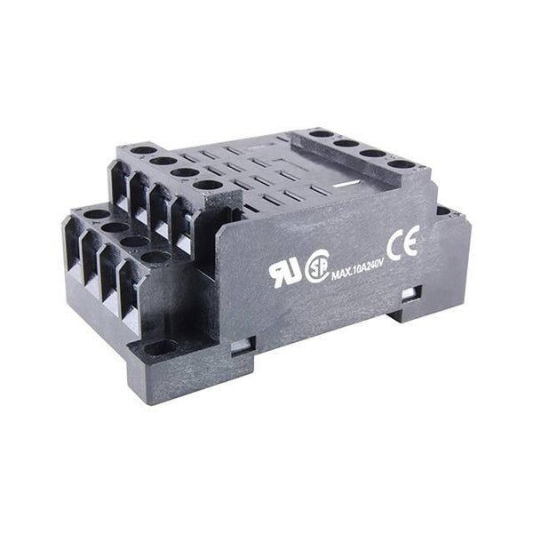 NTE RLY9159, 14 Pin Midget Blade 4PDT Relay Socket ~ DIN Rail or Panel Mount