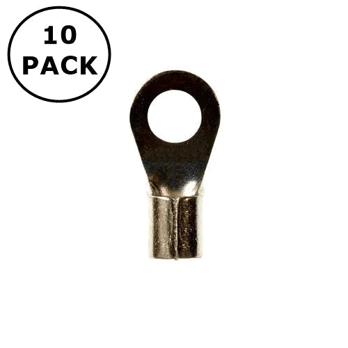 (1086) #10 Stud Non Insulated Ring Terminals for 12-10AWG Wire ~ 10 Pack