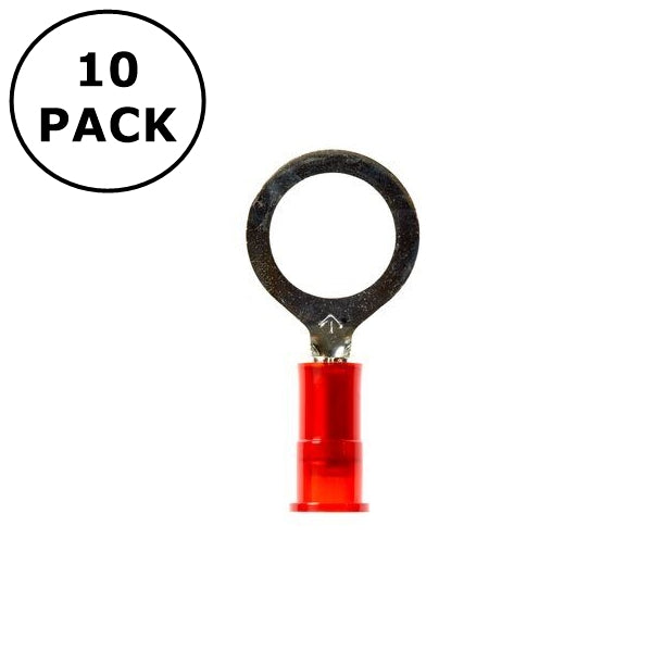 (2316) 5/16" Stud Red Vinyl Insulated Ring Terminals for 22-18AWG Wire ~ 10 Pack