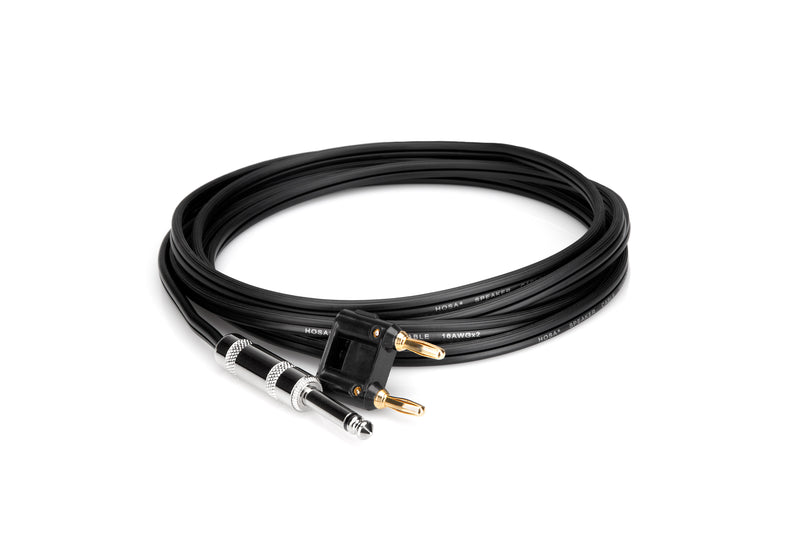 HOSA SKZ-620BN Speaker Cable, Hosa 1/4 in TS to Dual Banana, Black Zip, 20 ft