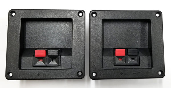 Lot of 2 Rectangular Speaker Terminal Cups with Spring Contacts 3-1/2" x 3-5/16"