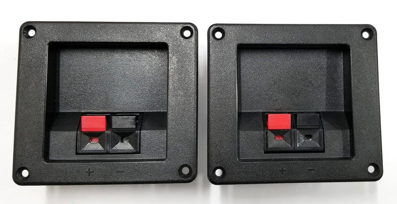 Lot of 2 Rectangular Speaker Terminal Cups with Spring Contacts 3-1/2" x 3-5/16"