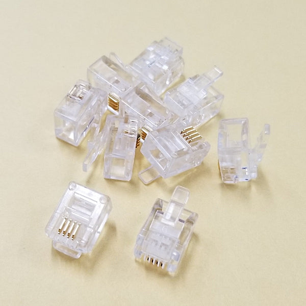 Philmore TEC5, 4 Conductor RJ11 (6P4C) ROUND Cable Male Modular Plugs ~ 10 Pack