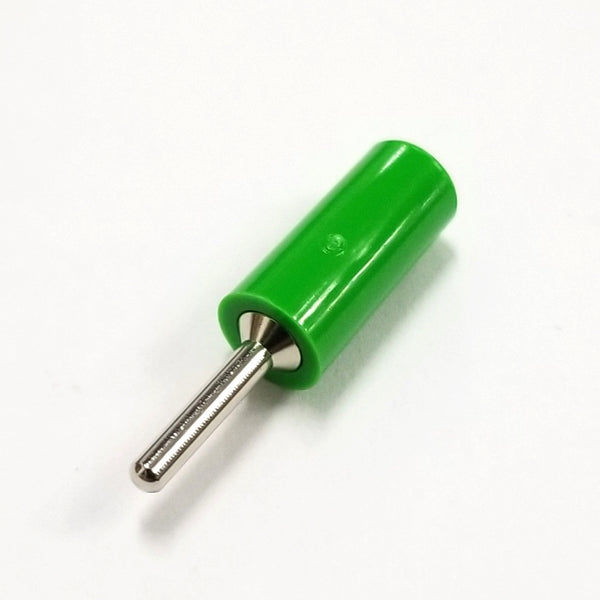 Sato Parts # TJ-2-P-G, Green Pin Tip Plug ~ Solder Type, 18AWG Max.