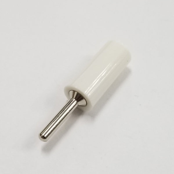 Sato Parts # TJ-2-P-W, White Pin Tip Plug ~ Solder Type, 18AWG Max.