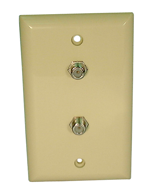 Philmore TV45, Dual F-81 "F" Type Feedthrough Ivory Wall Plate