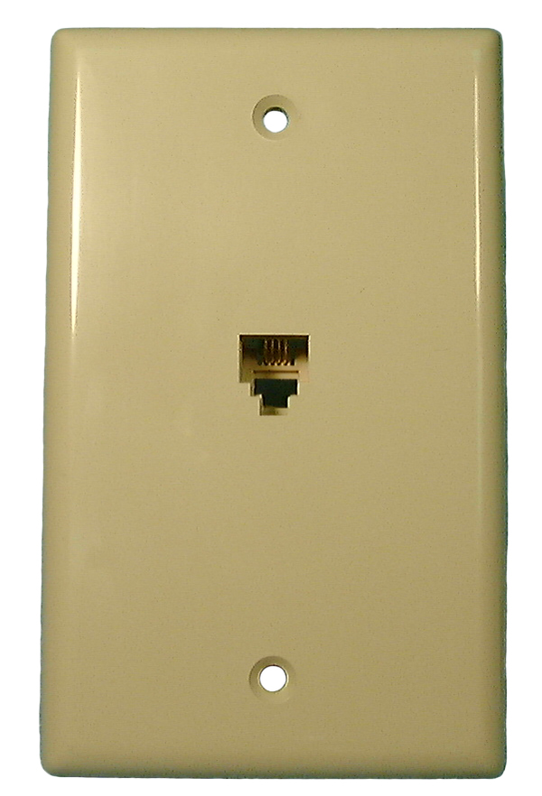 Philmore TWP49 Single 4 Conductor RJ11, Ivory Telephone Wall Plate