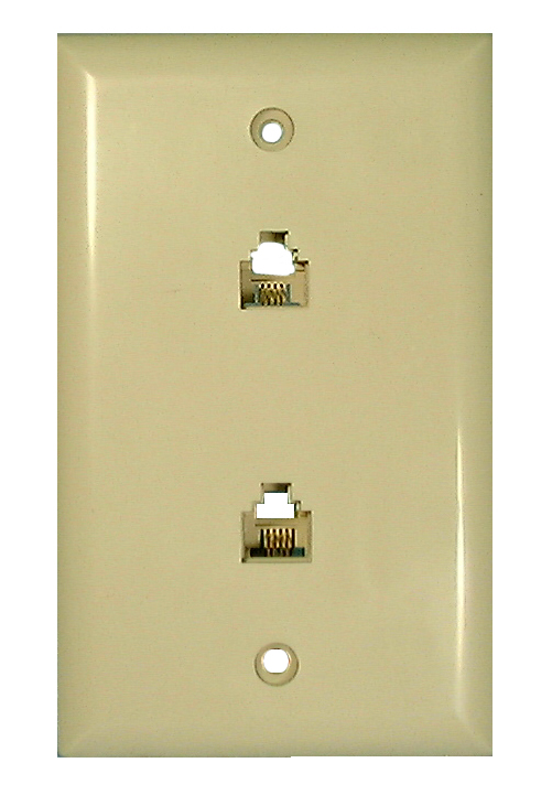 Philmore TWP62 Dual 4 Conductor RJ11, Ivory Telephone Wall Plate