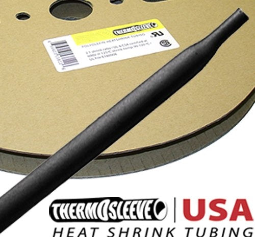 Thermosleeve HST116BK100 100' Roll Polyolefin 1/16" BLACK 2:1 Heat Shrink Tubing