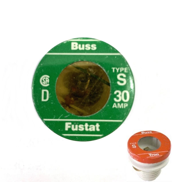 Bussman S-30, 30A Fustat Screw in Time-Delay, Dual-Element Fuse ~ S30