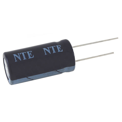 NTE VHT100M35 100uF, 35V, 105C High Temperature Aluminum Electrolytic Capacitor, Radial Lead