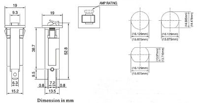 6 Amp PANELMOUNT Pushbutton Circuit Breaker ~ Zing Ear ZE-800-6 6A
