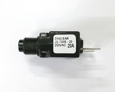20 Amp Miniature Pushbutton Circuit Breaker  ~ Zing Ear ZE-700S-20 20A
