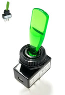 SPST ON-OFF GREEN Glow Paddle Toggle Switch 15A @ 12V DC