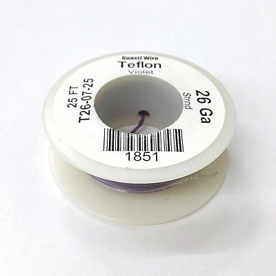 25' 26AWG VIOLET Hi Temp PTFE Insulated Silver Plated 600 Volt Hook-Up Wire - MarVac Electronics