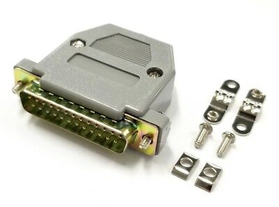 DB 25 Pin Male D-Sub Cable Mount Connector w/ Plastic Cover & Hardware DB25