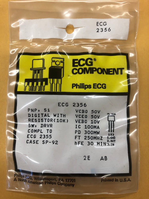 ECG2356 PNP SI Transistor Switch Driver w/ 10K Resistor Compliment to ECG2355