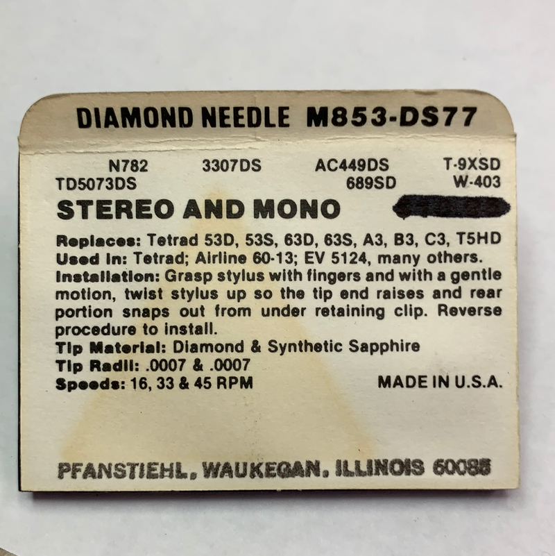 Pfanstiehl M-853-DS77  Diamond Needle