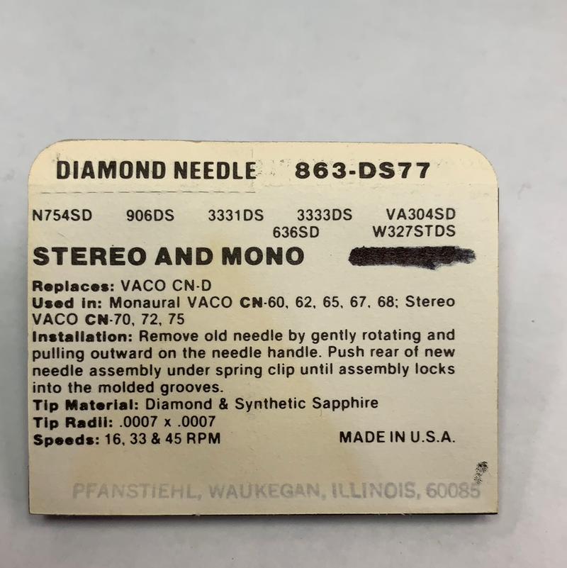 Pfanstiehl 863-DS77 Diamond Needle